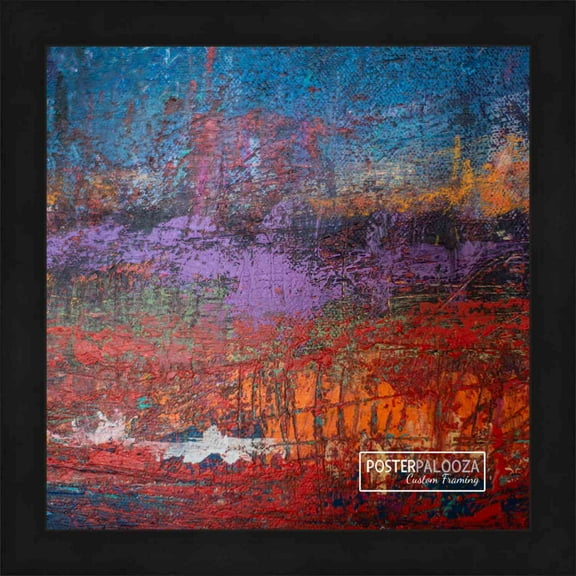 10x10 Flat Black Picture Frame - UV Acrylic, Foam Board Backing, Hanging Hardware