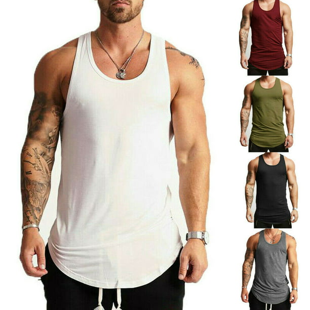FOCUSNORM - Gym Men's Muscle Sleeveless Tank Top T-Shirt Bodybuilding ...