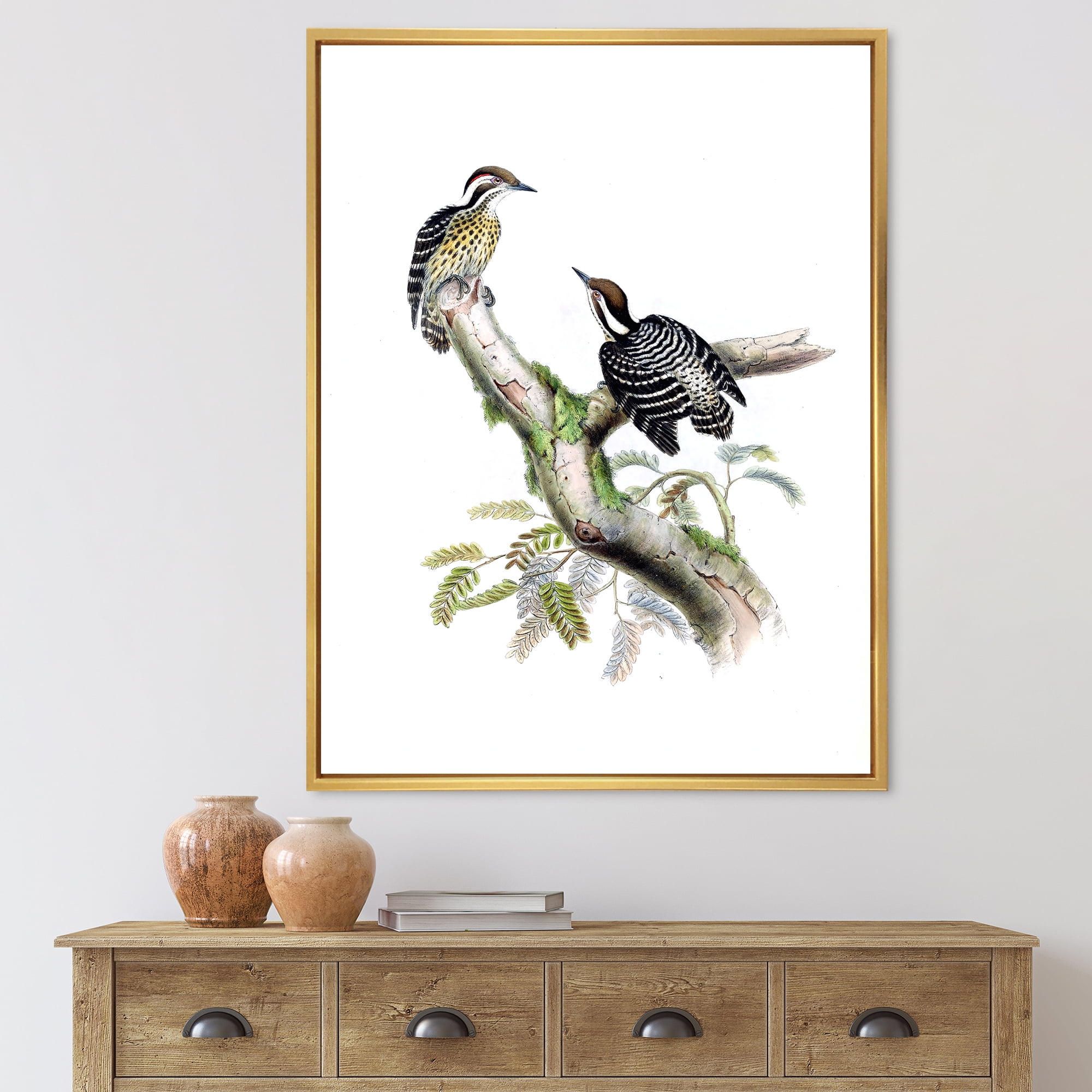 Designart 'Ancient Birds In The Wild VIII' Traditional Framed Canvas Wall Art Print