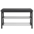 thumbnail image 2 of WHI Foster 2-Tier Contemporary Faux Leather/Metal Shoe Bench in Black/Chrome, 2 of 5