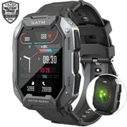 Military Smart Watches for Men, 1.71'' HD Outdoor Sports Rugged Smartwatch for Android and iPhone Compatible, Black