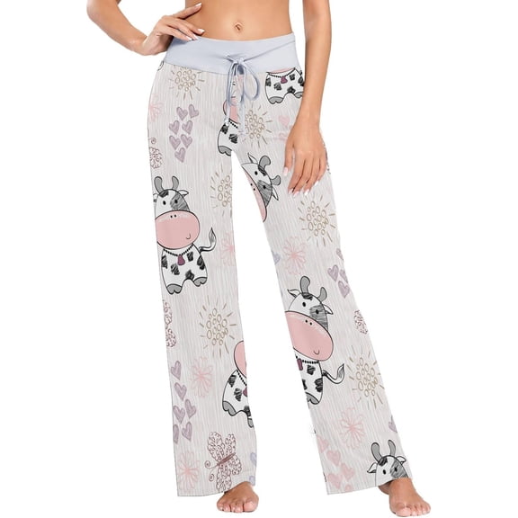 GZHJMY Women's Pajama Pants Funny Cows Pattern Comfy Stretch Sleepwear Essentials womens Lightweight Lounge Terry Pajama Pant, Large