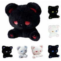 White/Black Cat Stuffed Animals, 6.3 inch Stuffed Animals Black Cats Plush,Cute Cat Plushies Toy,Soft Kitten Plushie Cuddle Pillow,Anime Plushie Doll,Cute Stuff Toys Gifts - (Red Eyes Cat)