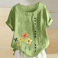 thumbnail image 2 of Pisexur Hauts d'Été pour Femmes, Hauts pour Femmes, Hauts de Sortie pour Femmes, Hauts pour Dames, T-Shirt d'Été à Manches Courtes Col Rond Imprimé Mode Décontractée Vert Menthe,m, 2 of 5