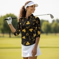 thumbnail image 5 of HUIACONG Golden Hearts Pattern Women's Golf Polo Shirts Quarter Zip with Versatile Quick Dry Womens 3/4 Sleeve Golf Shirts for Workout Outing Tennis Sports, 5 of 10
