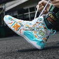 thumbnail image 6 of Novetra Men's high top graffiti fashion leather round toe strap cushioning lightweight and comfortable casual basketball shoes Running Shoes - GREEN_4, 6 of 7