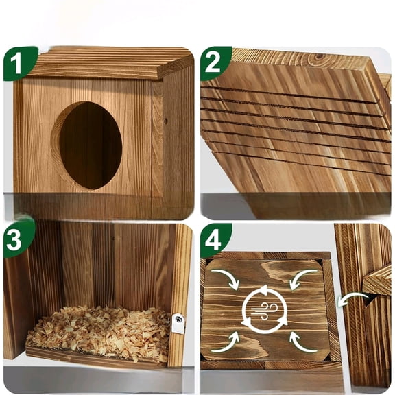 Squirrel Houses Owl House Bird Houses for Outside, Owl Box Birdhouses for Outdoors, Wooden Bird Nesting Boxes with Shavings for Wildlife Lovers, Easy Assembly Required$$Garden & Patio