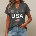 thumbnail image 5 of Iaqnaocc 4th Of July Womens Tops Summer America 250 V Neck Vintage T Shirt Patriotic 250 anniversary usa flag Freedom Short Sleeve Tee Tops Dark Gray L, 5 of 6