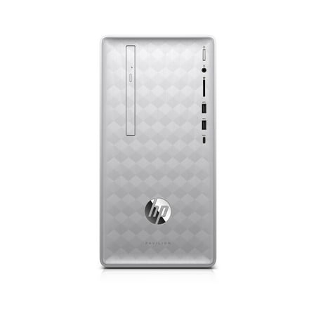 HP Pavilion 590-P0060 Natural Silver Desktop Tower, AMD Ryzen7-1700 Processor, 12GB Memory, 1TB Hard Drive, AMD RX550 2GB Graphics, Wireless Keyboard and Mouse, Windows 10,