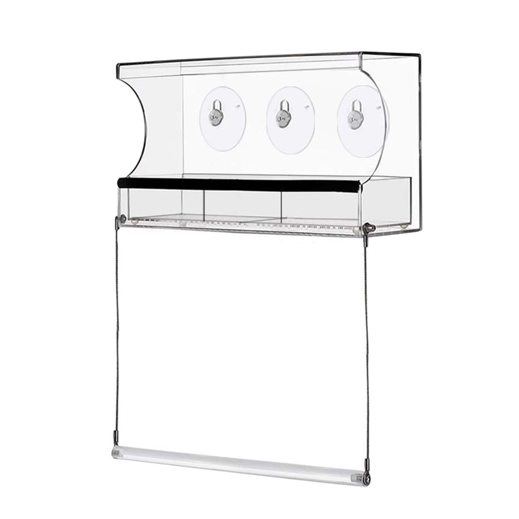 LACKUST Bird Feeders Outdoor Clearance,Window Bird Feeder with Extended Roof and Sliding Tray for Easy Drainage,Multicolor