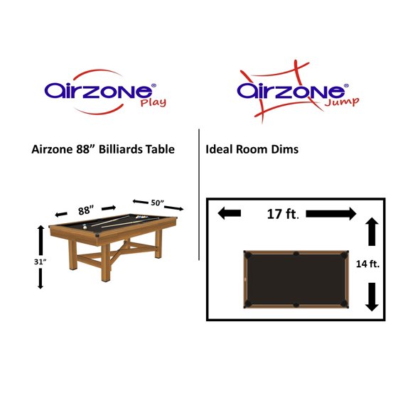 Airzone 88 Inch Billiards Pool Table Black Felt With