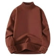 thumbnail image 2 of YLSDY Men's Mock Neck Sweater Long Sleeve Pullover Knit Top Winter Warm Comfortable Soft Basic Everyday Wear Brown S, 2 of 3