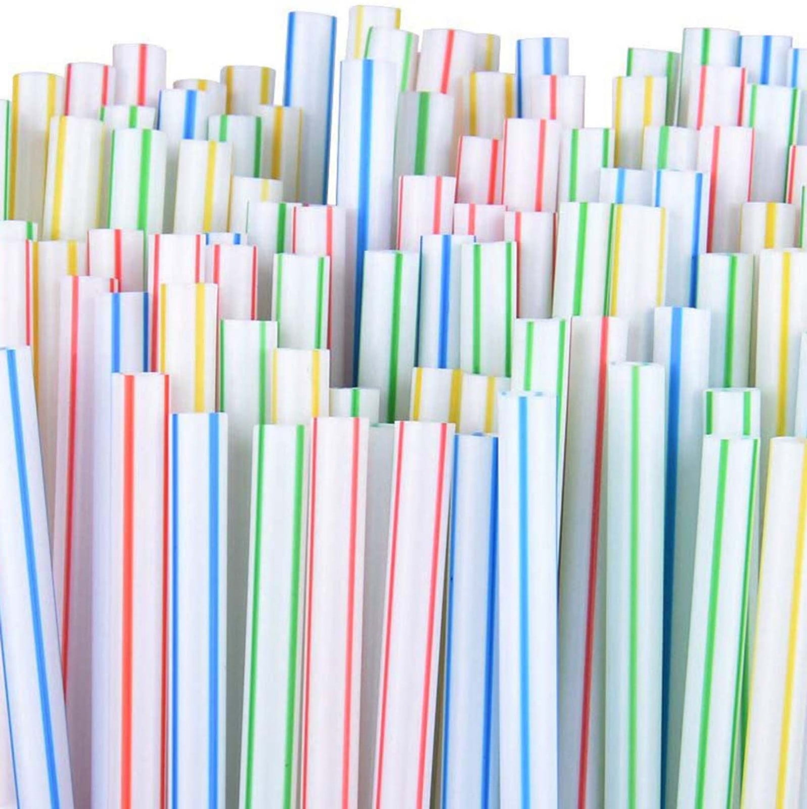 66126 200 Drinking Straws Flexible Coloured Striped Straws 240 x 5 mm wrapped 