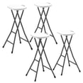 thumbnail image 1 of Outsunny Tabourets de Bar Pliants Extérieurs 29 Pouces Ensemble de 4 avec Poignée, Blanc, 1 of 10