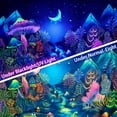 thumbnail image 4 of Tapiz de árboles de bosque de luz negra, tapiz de hongos reactivos UV, tapiz de fantasía, luna estrellada, noche, tapiz de plantas de neón trippy, tapiz de paisaje de montaña misterioso para colgar e JAMW Sencillez, 4 of 5