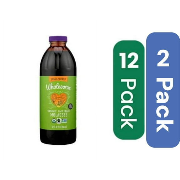 Wholesome Sweeteners, Organic Molasses, Unsulphured, 32 fl oz (946 ml) Pack of 2