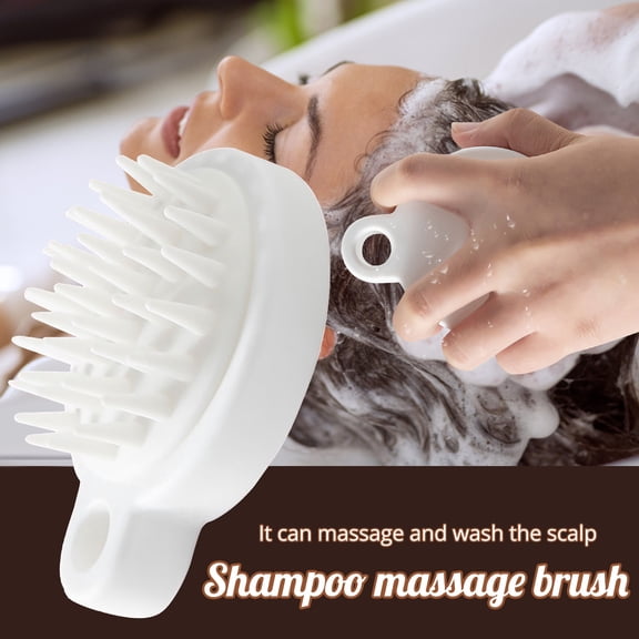 Clearance White Silicone Scalp Massage Brush - Shampoo Brush for Hair Cleansing, Meridian Massage, and Scalp Care