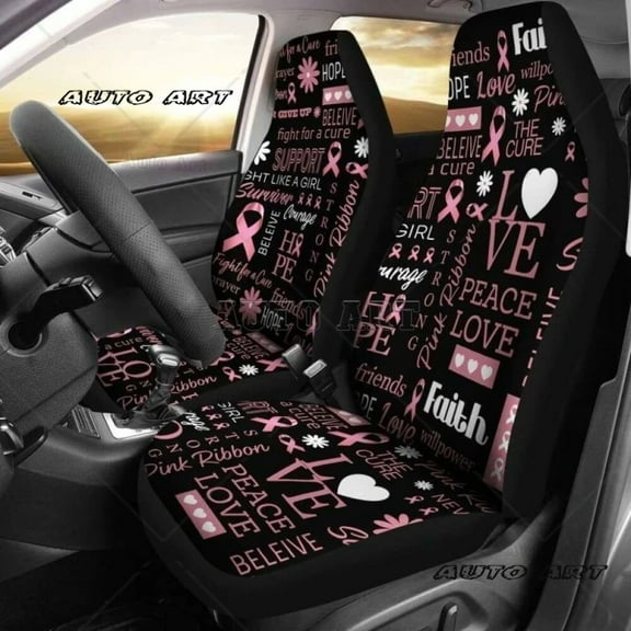 Cover Protective Seat Front Universal 2 of Covers Pack Seat Car Emblems Awareness Cancer Breast