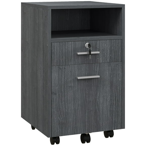 Vinsetto Classeur 2 Tiroirs avec Serrure pour Format A4, Gris