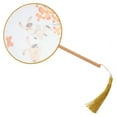 thumbnail image 3 of EeaseCA Chinese Circular Fan Traditional Dance Fan Translucent Silk Round Fan with Tassel, 3 of 7