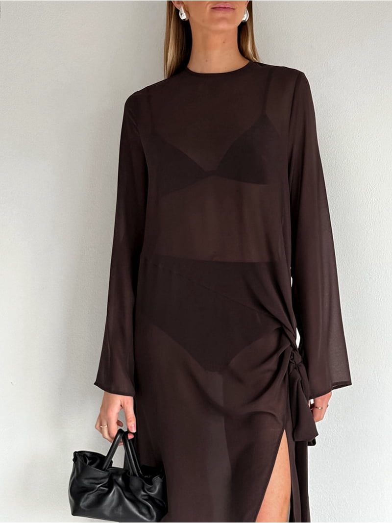 semi formal brown dress Elegant Long Sleeve Maxi for and Semi-Formal Occasions L Chintamani