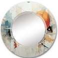 thumbnail image 2 of DESIGN ART Designart "Teal Orange Bold Energy III" Abstract Collages Modern Wall Mirror 24in.x24in., 2 of 4