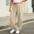 thumbnail image 2 of CHGBMOK Womens Linen Balloon Barrel Beach Pants Boho Harem Flowy Drawstring Casual Loose Pants with Pockets, 2 of 8
