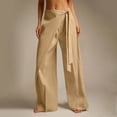 thumbnail image 4 of FEIIBMOYRIA Women's Dress Pants Smooth Drape Elegant High Waist Wrap Front Tie Wide Leg Pants Loose Elegant Daily Office Business Casual Culottes, 4 of 6