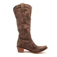 thumbnail image 6 of Mostsola Studded Cowboy Boots for Women Retro Slouchy Western Mid Calf Boots Suede Heel Boots, 6 of 9