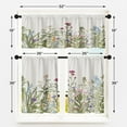 thumbnail image 3 of Floral Herbs Flower Kitchen Window Curtains Valance and Tier Set 36 Inch, Botanical Vintage Sage Green Leaf 3 Piece Set Short Curtains for Window Treatment Tiers for Living Room Bedroom, 3 of 6