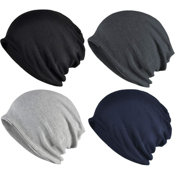 4Pcs Cotton Slouchy Beanie Hip-Hop Soft Lightweight Running Beanie Adult Dwarf Hats Chemo Cap for Men Women