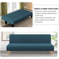thumbnail image 4 of Armless Futon Cover Stretch Sofa Bed Slipcover Protector Elastic Feature Rich Textured High Spandex Small Checks Jacquard Fabric Futon Cover, Machine Washable, Navy Blue, 4 of 6
