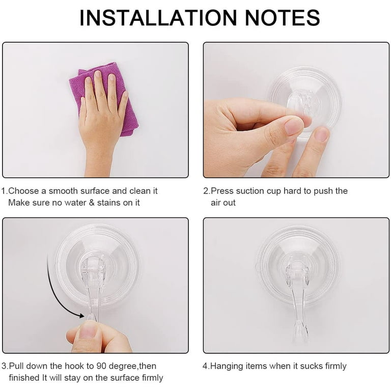 Suction Cup Hooks, Reusable Clear Pvc Suction Cups With Metal Hooks,  Removable Suction Cup Hooks, Waterproof Hook For Bathroom Shower Wall,  Kitchen Walls, Window, Glass Door, Christmas Halloween Thanksgiving  Decoration Hooks, Wreath