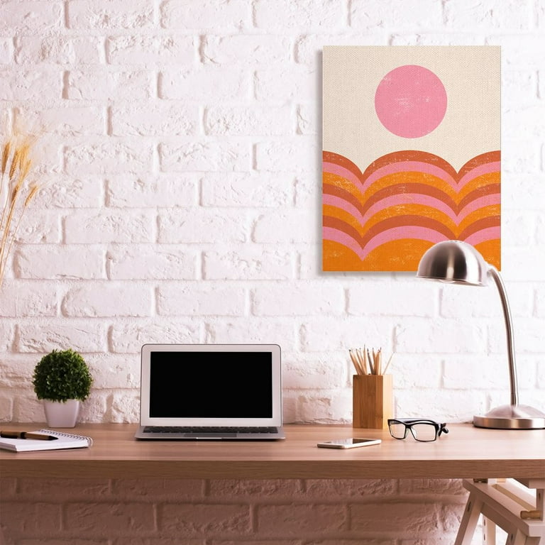 Stupell Industries Abstract Sunset Arched Landscape Pink Red Orange Canvas Wall Art Design by Daphne Polselli, 30 x 40