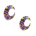 thumbnail image 4 of Juego de aretes y cadena con dije en forma de Luna ZVEZDA plata mexicana ley .925 Morado, 4 of 5