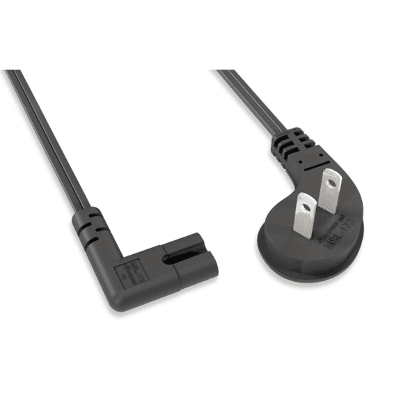 AYA 10Ft (10 Feet) 18AWG 300V Ultra Low Profile NEMA 1-15P to Right Angled C7 Non-Polarized Power Cord