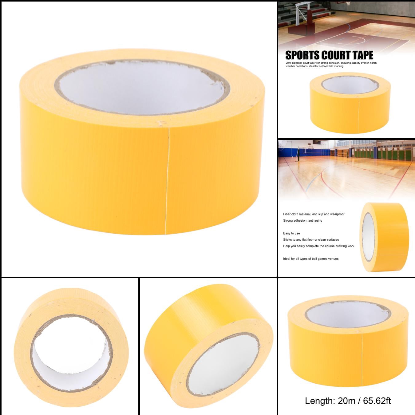 Fiber Cloth Court Marking Tape, Safe, Abrasion Resistant, 20m, Perfect for Temporary or Permanent Lines
