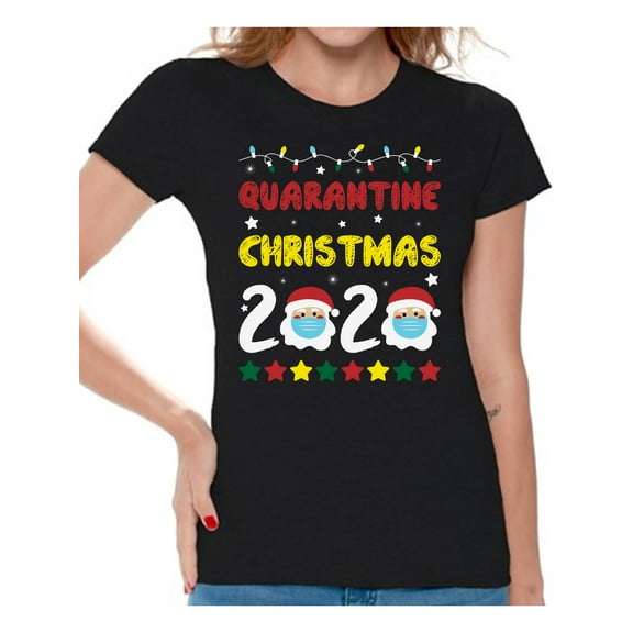 Christmas 2020 T-Shirt Santa Tee Christmas Shirts for Women Santa Claus Ladies Shirts Merry Xmas Gifts for Mom Wife Sister Happy Holidays Tshirt Xmas 2020 Top Funny Santa Womens Tee Happy New Year