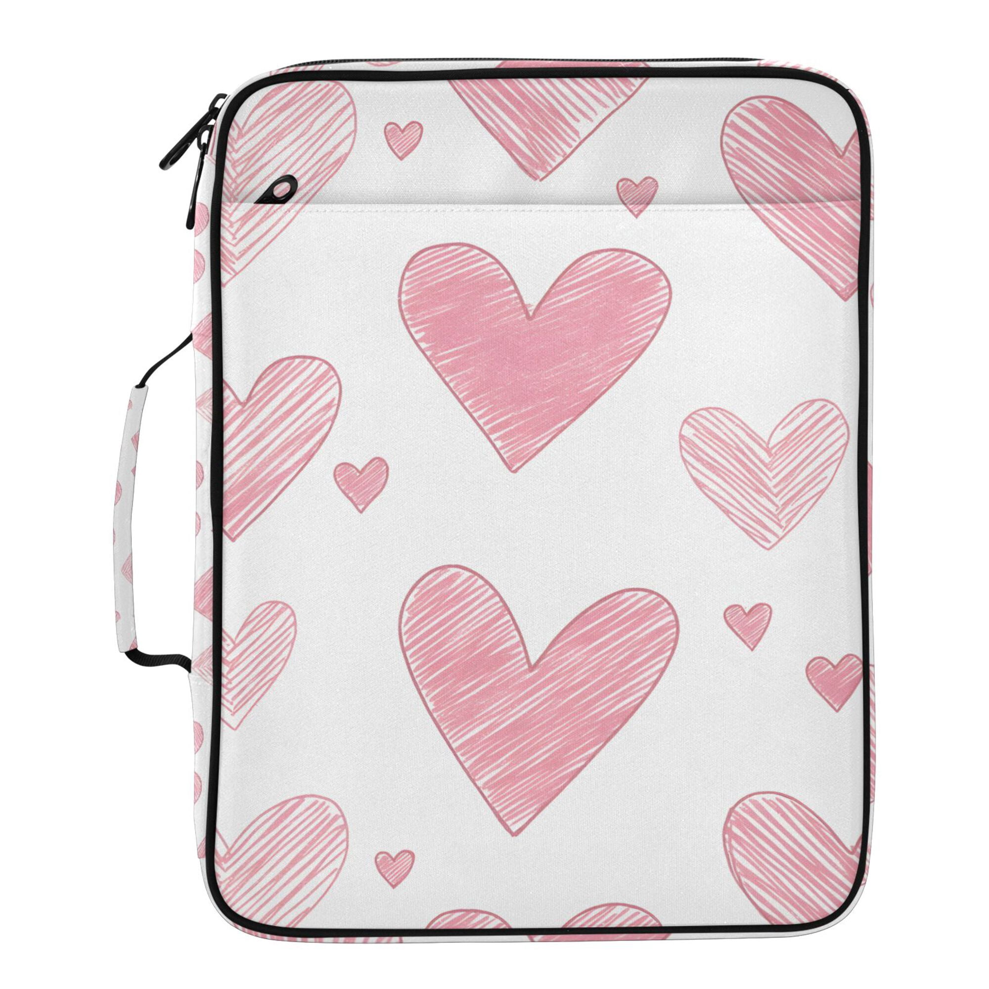 FORMRS Accordion File Folder A4 Size 7-Pocket Expanding Document Organizer Bag with 3 Ring Binder, Hand Drawn Hearts