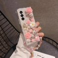 thumbnail image 3 of for Samsung Galaxy Z Fold 6 Case,Cute Bling Glitter Sparkle Stunning Stones Diamond Rhinestone 3D Handmade Pearl Rose Flower with Wrist Lanyard Women Girly for Galaxy Z Fold 6 (Pink), 3 of 16