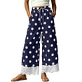 thumbnail image 2 of ZToonmas Polka Dot Wide Leg Pants for Women Lace Hem Drawstring Elastic Waist Y2K Casual Pants with Pockets, 2 of 6