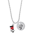 thumbnail image 1 of Delight Jewelry Silvertone I love Soccer - Red Heart Silvertone Script Initial Disc - P - Charm Necklace, 20"+3", 1 of 4
