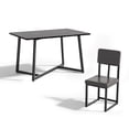 thumbnail image 2 of UHOMEPRO 5 Piece Dining Room Set, Modern Dining Table Set with Faux Marble Tabletop and 4 Leatherette Upholstered Chairs for 4 Persons, Rectangle Kitchen Table Set Dining Set for Dining Room, Brown, 2 of 13