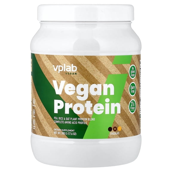 VPLab Vegan Protein, Chocolate, 17.6 oz (500 g)