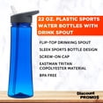 thumbnail image 3 of Plastic Bottles with Drink Spout 22 oz. Set of 10, Bulk Pack - Great for Gym, Hiking, Cycling, Camping, Backpacking, School - Blue, 3 of 5