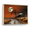 thumbnail image 3 of Designart "Sunset Meadow with Red Moon at Farmhouse" Extra Large Farm Framed Wall Art - Country Red Farm Windows Hallway Framed Wall Art Decor, 3 of 7