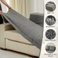 thumbnail image 6 of Super Thick Sectional Couch Covers L Shape Sofa Covers Stretch 2pcs Sofa Slipcovers for 3 Seater + 4 Seater Sectional Chaise Slipcover with 4pcs Pillow Covers for Pets, Grey Weave, 6 of 14