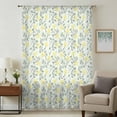 thumbnail image 2 of Yellow Spring Floral Semi Sheer Curtains Drapes for Living Room,Bedroom,French Doors Window 108 Inches Long,Flowers Leaves Pastoral Botanical Rod Pocket Chiffon Curtain Drapery Voile Draperies Panel, 2 of 8