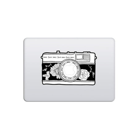 Laptop Stickers Macbook Decal - Removable Vinyl w/GLOWING APPLE LOGO DIECUT - Vintage Camera Sticker Black Decal Skin for MacBook Air Pro 13 15 inch Mac Retina - Best Decorative Sticker