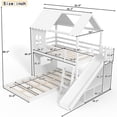 thumbnail image 4 of Leumius Twin over Full House Bunk Bed with Ladders and Slides, House Floor Bunk Bed Frame with Storage Shelves and Wardrobe, Playhouse Design for Boys Girls White, 4 of 9
